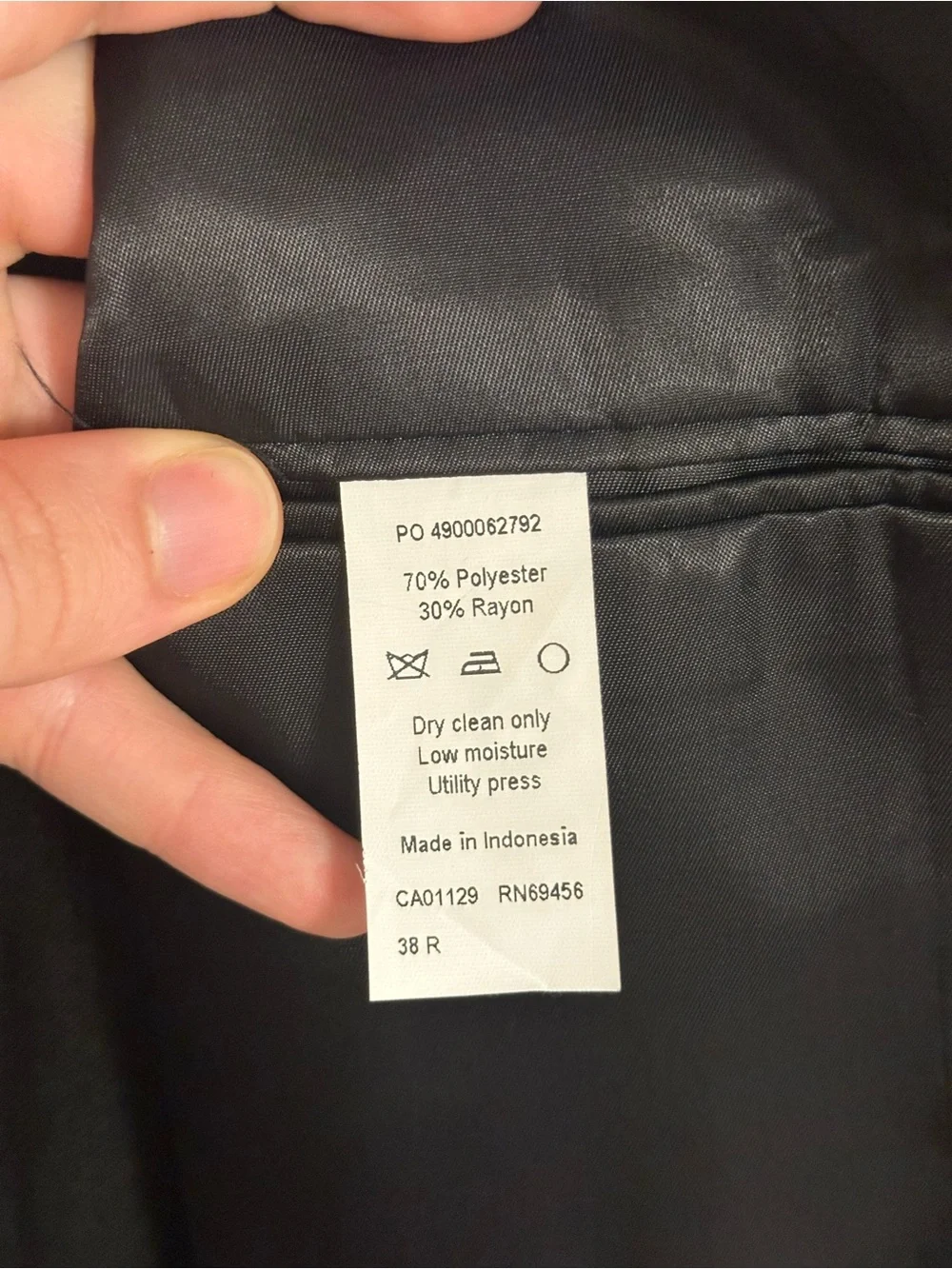 Calvin Klein 38R - 32W Black Patterned Shawl Collar Tuxedo